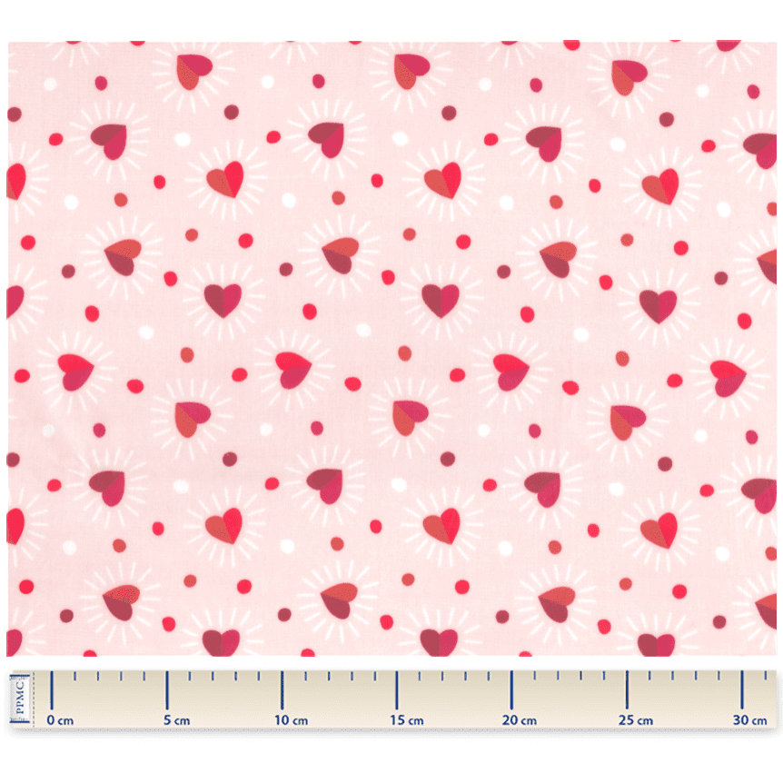 Coated fabric ex2306 red hearts