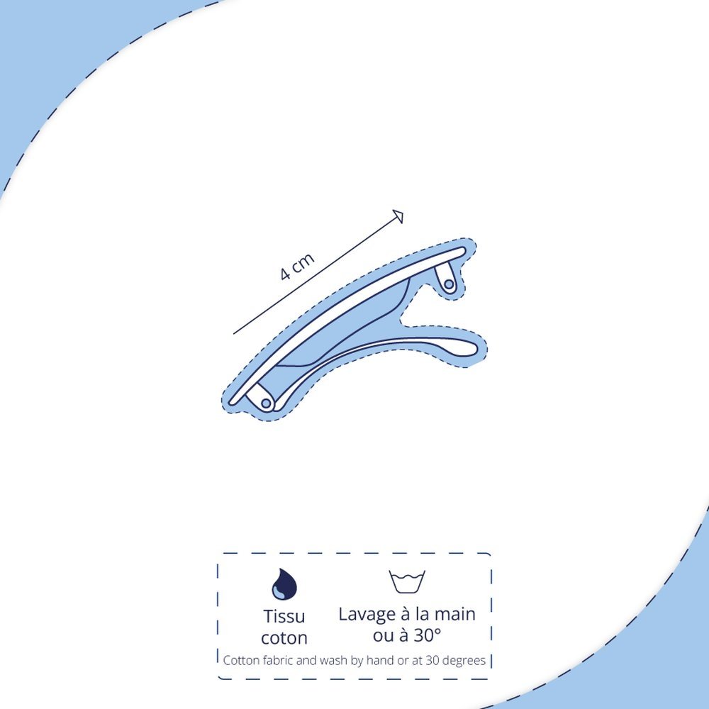 Basset hound hair clip striped silver dark blue