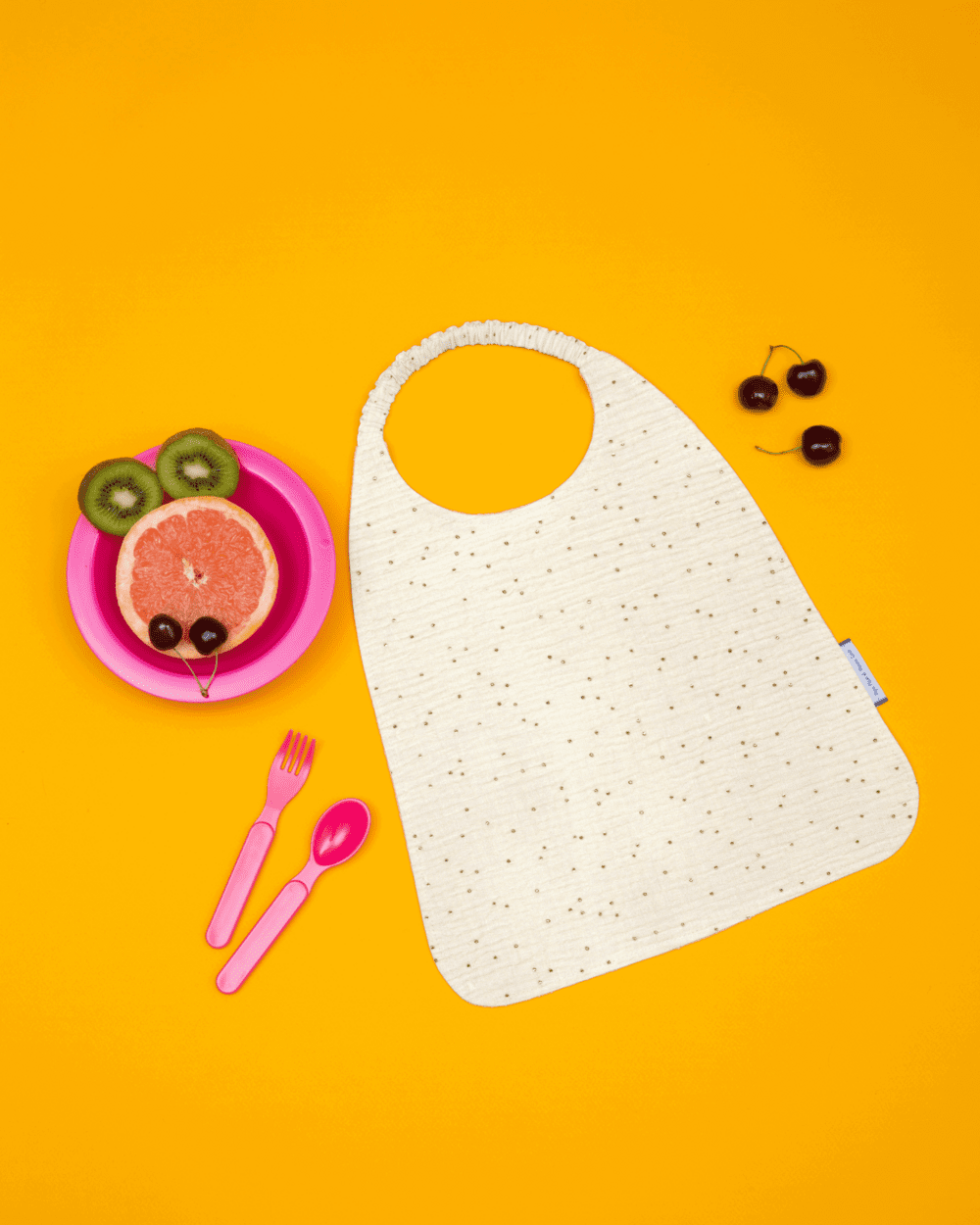 Elastic napkin child gaze pois or écru