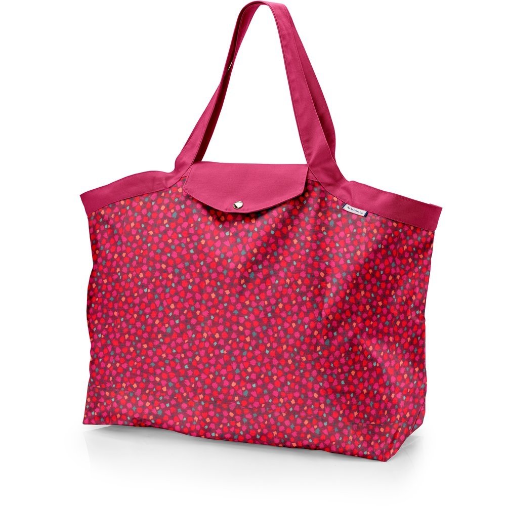 Tote bag with a zip pompons cerise