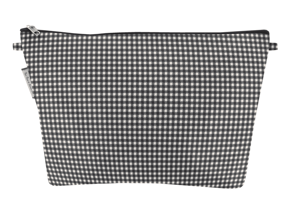 Cosmetic bag with flap vichy noir