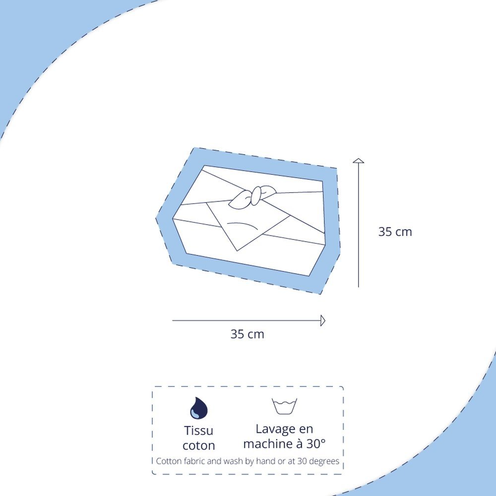 Furoshiki small 35 x 35 striped silver dark blue