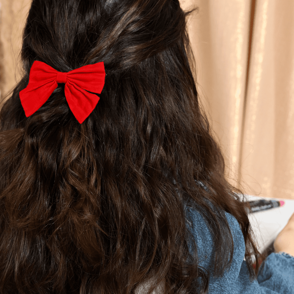 Bow tie hair slide red
