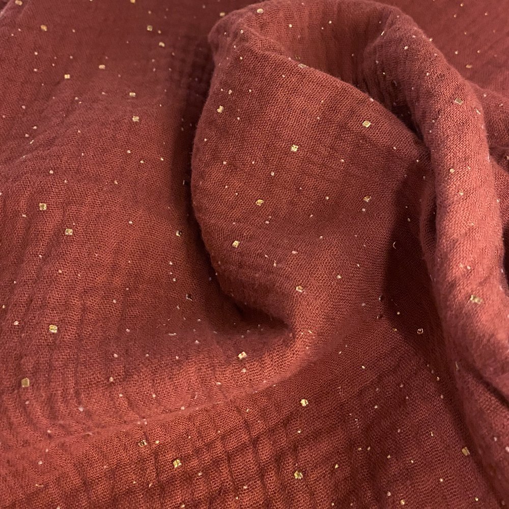 Bunny ear Scrunchie gaze pois or rouille