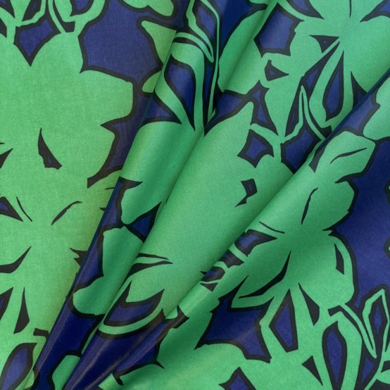 Coated fabric ex2650 Green-blue silhouettes