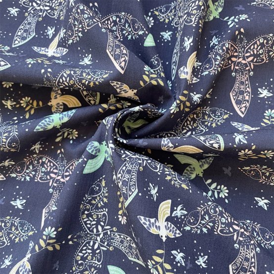 Cotton fabric ex2480 navy bandana bird
