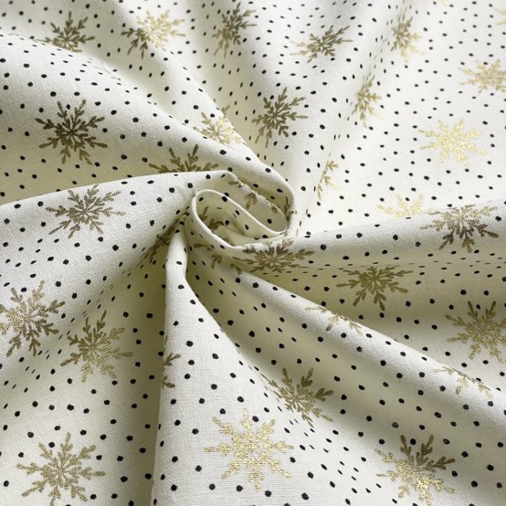 Cotton fabric ex2655 christmas gold snowflakes