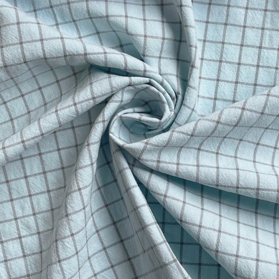 Cotton fabric ex2528 two-tone blue-grey checks