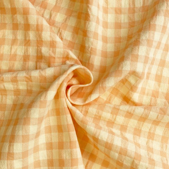 Cotton fabric ex2532 peach yellow seersucker gingham
