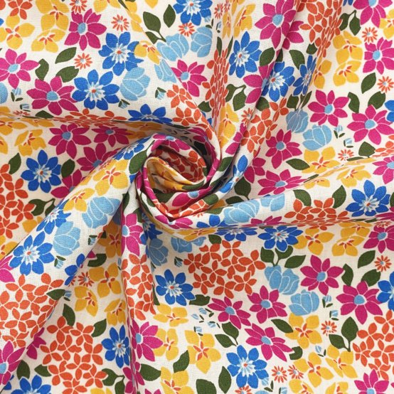 Cotton fabric ex2536 multicolored flowerbed