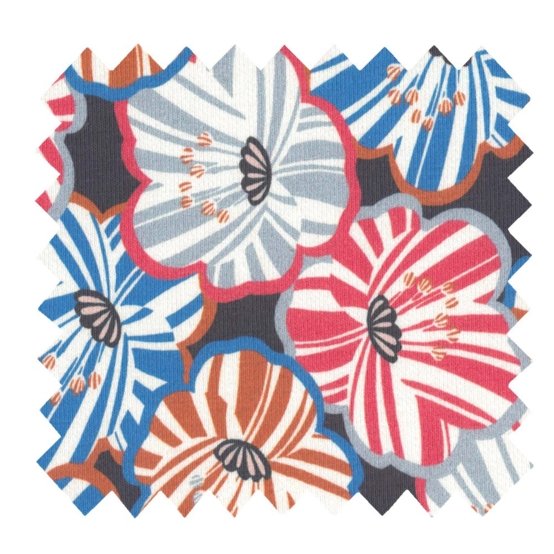 Jersey fabric anémones rayées