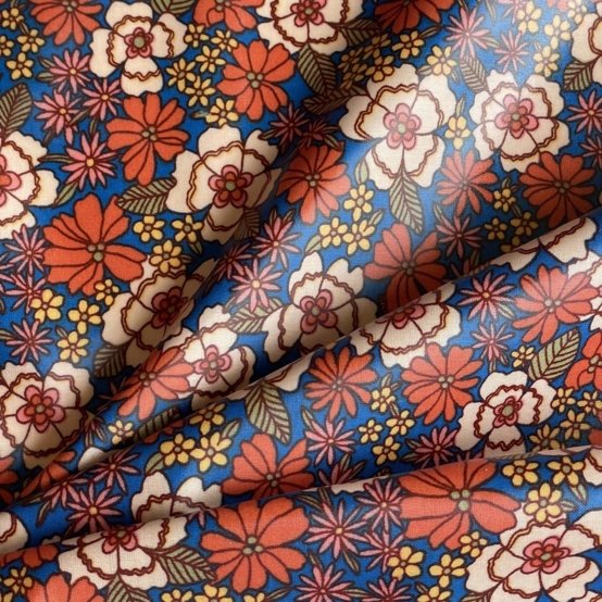 Coated fabric ex2631 blue floral bohemian