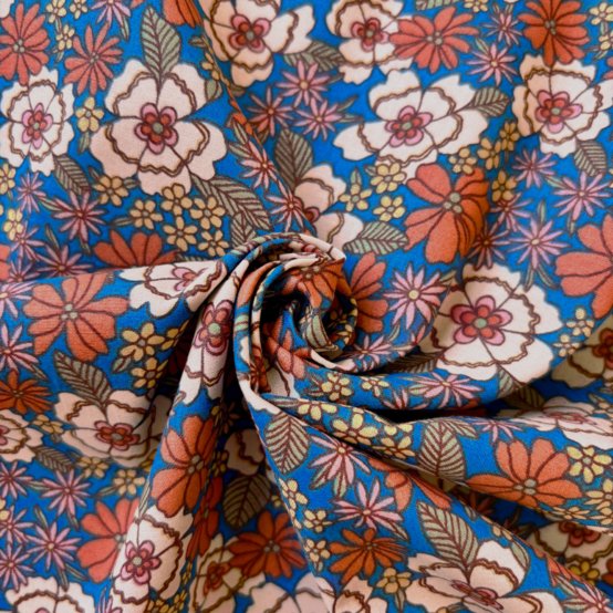 Cotton fabric ex2631 blue floral bohemian