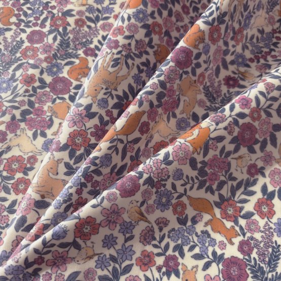 Coated heavyweight fabric comptine enchantée rose