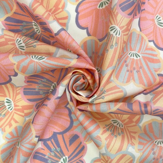 Cotton fabric ex2540 pastel striped anemones