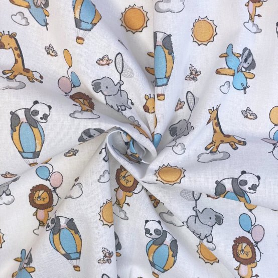 Cotton fabric ex2580 animals on cloud