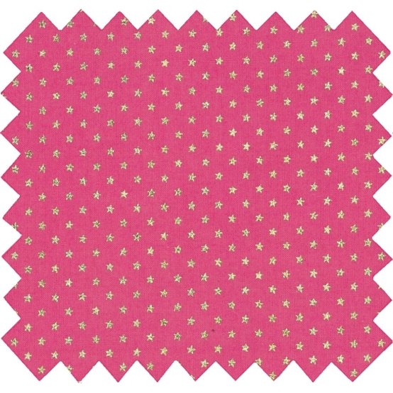 Cotton veil fabric fuchsia gold star