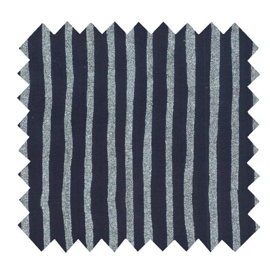 Coated fabric striped silver dark blue