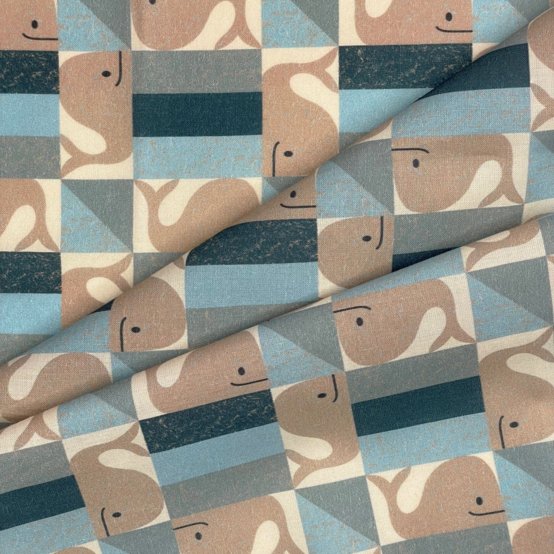 Cotton fabric ex2541 green whale