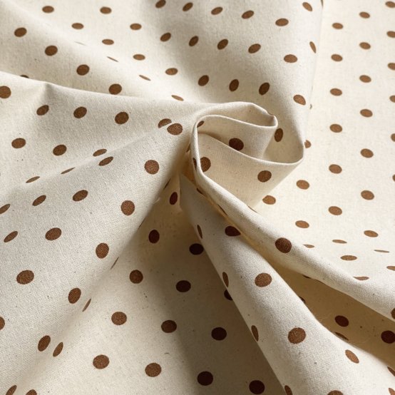 Cotton fabric ex2657 pois écru chocolat