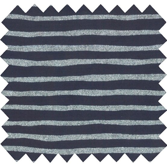 Cotton veil fabric striped silver dark blue