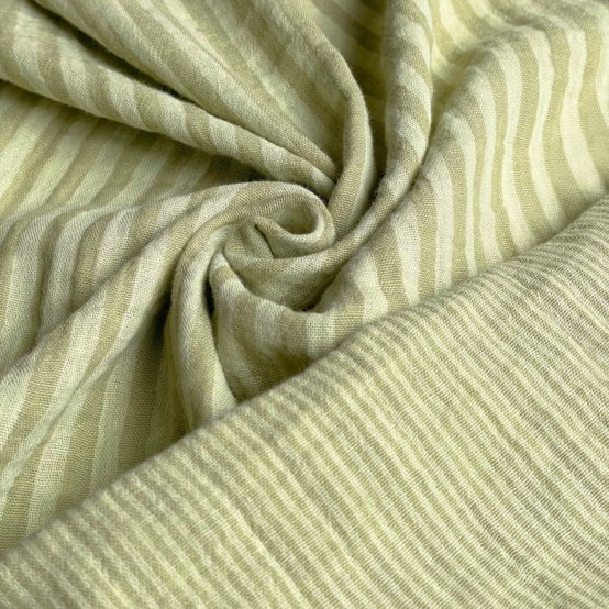 Cotton Fabric ex2627 almond green striped gauze