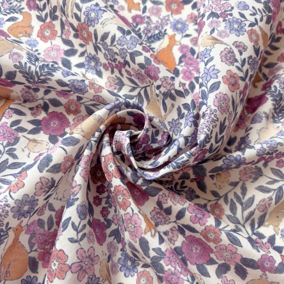 Cotton fabric comptine enchantée rose