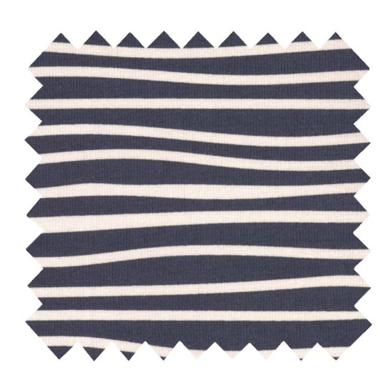 Jersey fabric striped  ivory navy