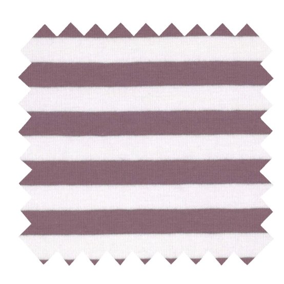 Jersey fabric white eggplant stripe