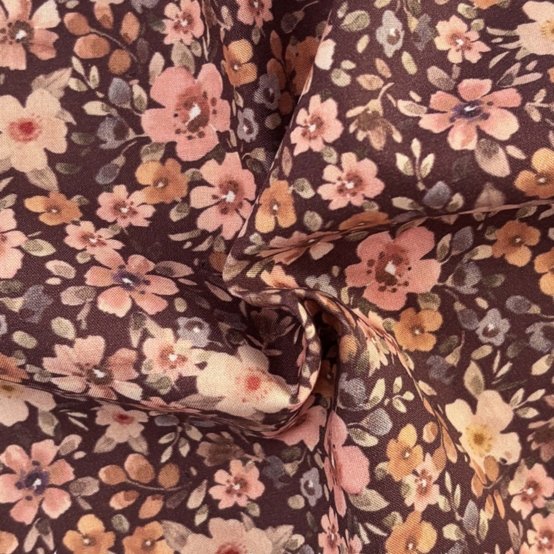 Cotton fabric ex2648 Chocolate retro boheme