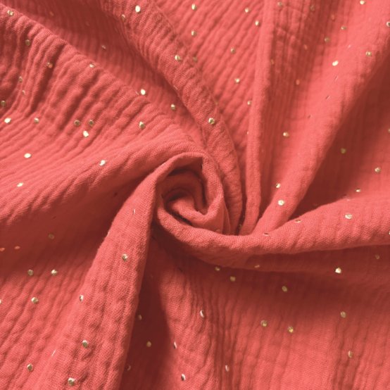 Gauze fabric marsala gold double gauze
