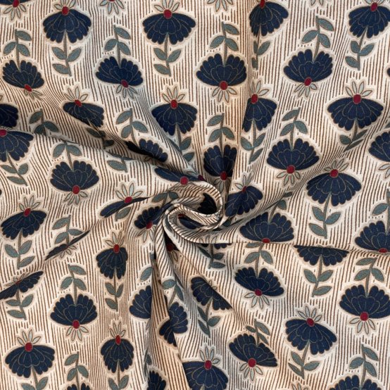 Cotton fabric ex2579 navy ochre shanti