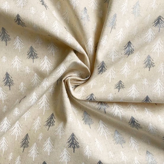 Cotton fabric ex2653 christmas ivory glittered trees