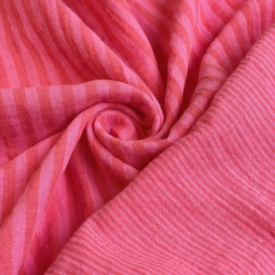 Cotton Fabric ex2626 double gauze striped fuchsia pink