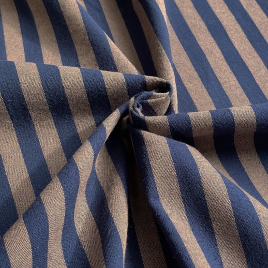 Cotton fabric ex2647 navy brown stripes