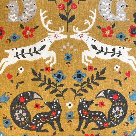 Cotton fabric ex2573 enchanted ochre forest