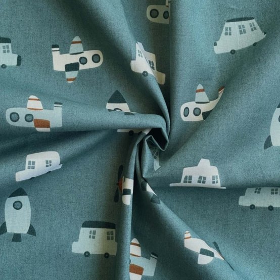 Cotton fabric ex2651 voyage bleu