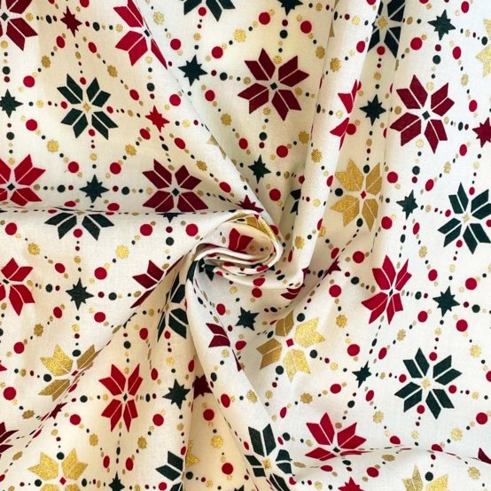Cotton fabric ex2318 golden ecru scandinavian geometric