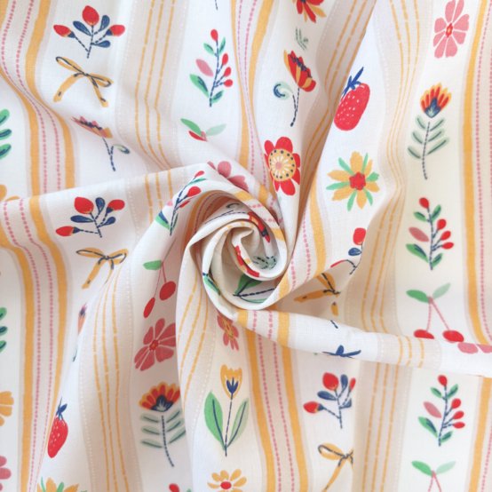 Cotton fabric ex2629 striped fruity floral