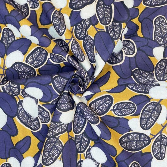 Cotton fabric ex2542 kumquat navy mustard