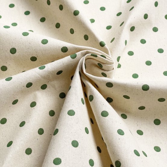 Cotton fabric ex2656 green polka dots