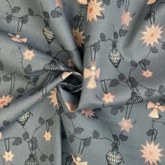Cotton fabric ex2559 christmas anthracite star angels