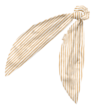 Long tail scrunchie rayé or blanc