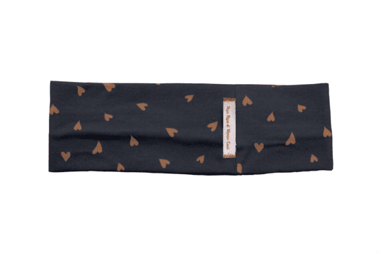 Stretch jersey headband  caramel heart navy