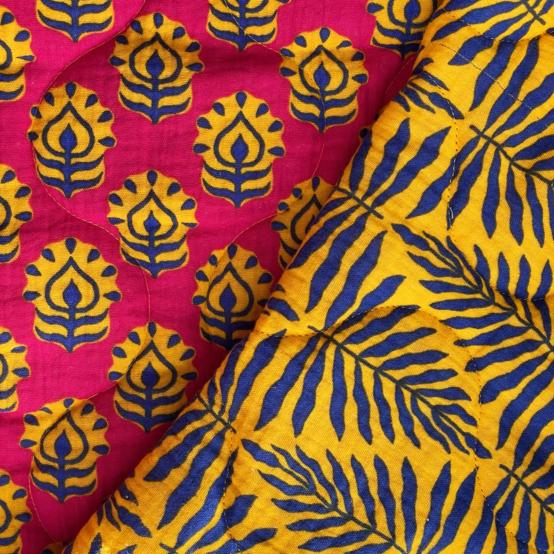 Quilted fabric ex2605 quilted gauze ethnic ochre red