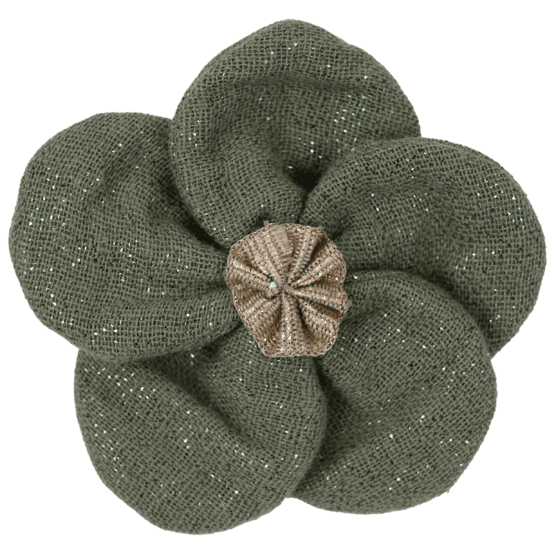 Flower petal hair slide small  gaze pailletée kaki