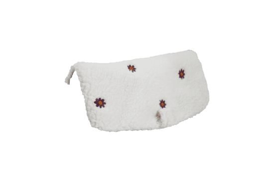 Flap of shoulder bag moumoute ivoire fleurie