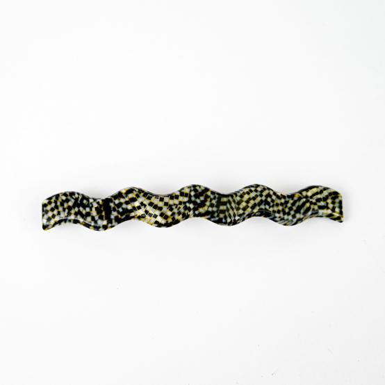  Long Wave Hair Clip black gold checkerboard