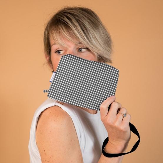 Coton clutch bag vichy noir