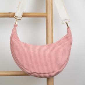 Half-moon bag blush pink corduroy